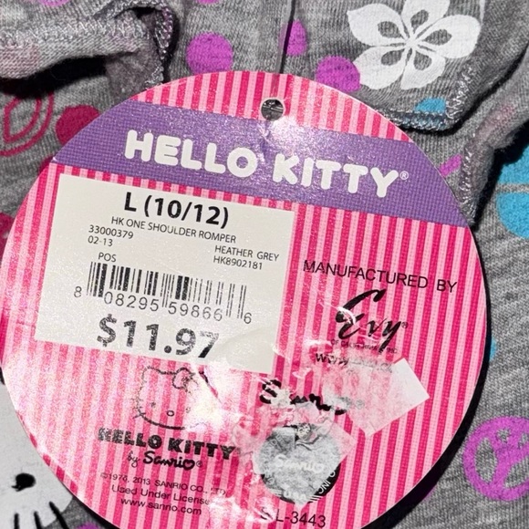 Hello Kitty Girls Romper L 10/12 Evy One Shoulder Colorful Sleeveless Sanrio - Picture 7 of 7